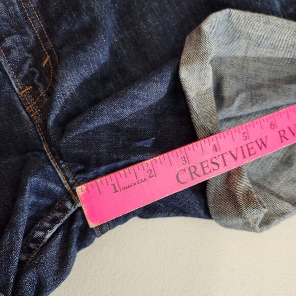 Levis 569 Denim Jean Shorts W36 Dark Wash Cut off Jeans - Picture 10 of 12